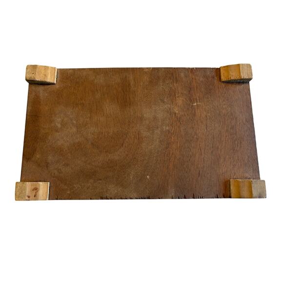 VTG Floral CARVED WOOD DOVE TAIL HINGED TRINKET JEWELRY BOX Pastoral Scene - Picture 9 of 10